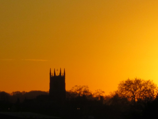 From St Leonard's Priory, the skyline in the setting sun