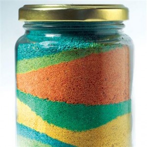 A jar of coloured sand
